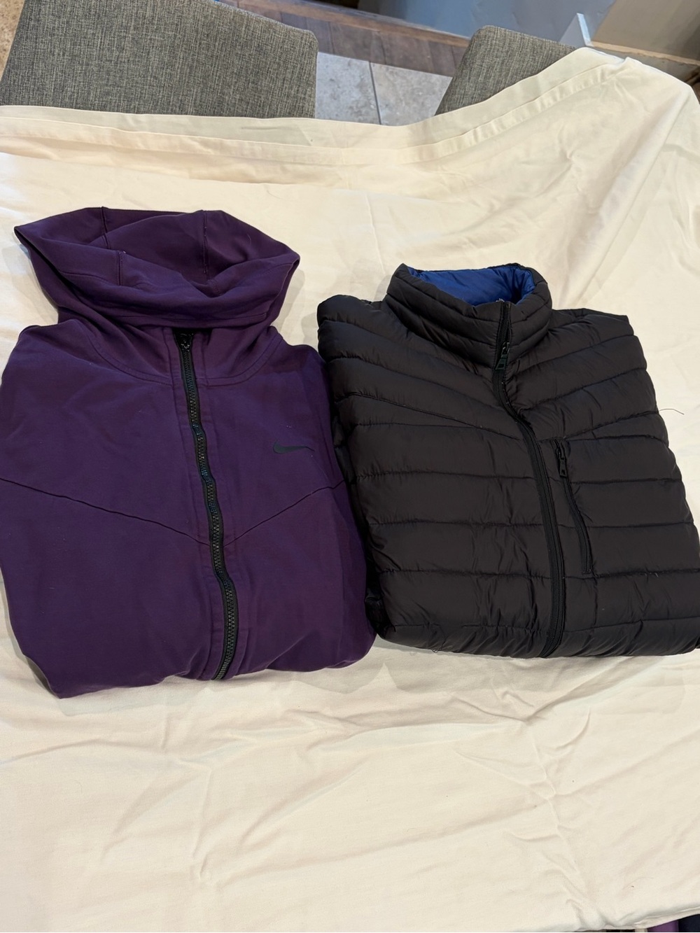 Nike Purple Full-Zip Hoodie & Black Puffer Jacket (Two-Pack)